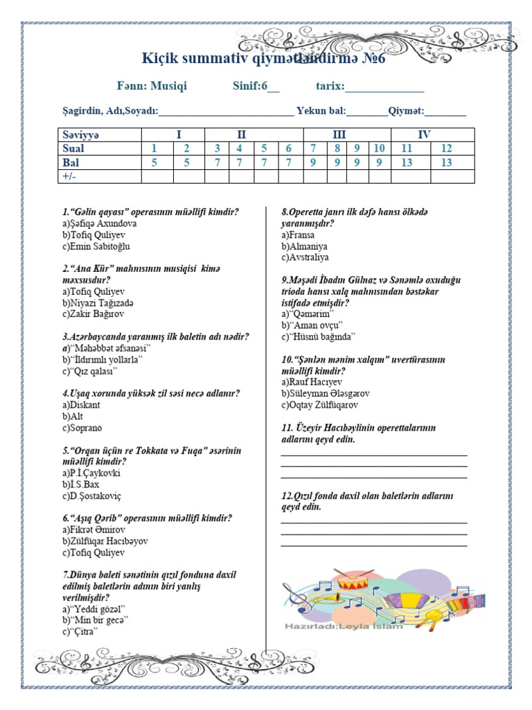6ci Sinif Ksq6 Leyla Islam2024 2025 Pdf