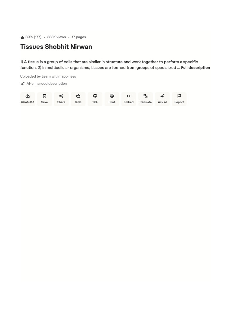 Understanding Tissue Structure and Function | PDF | Scribd | Biology