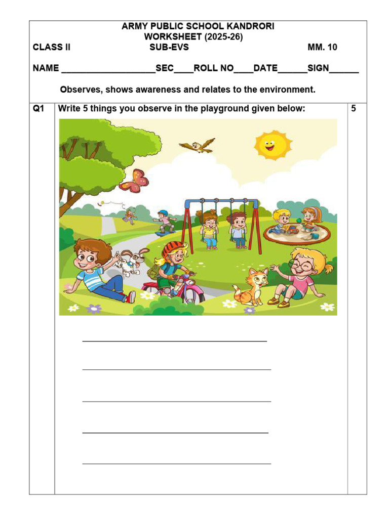 Class 2 Evs Worksheets (5 Files) | PDF