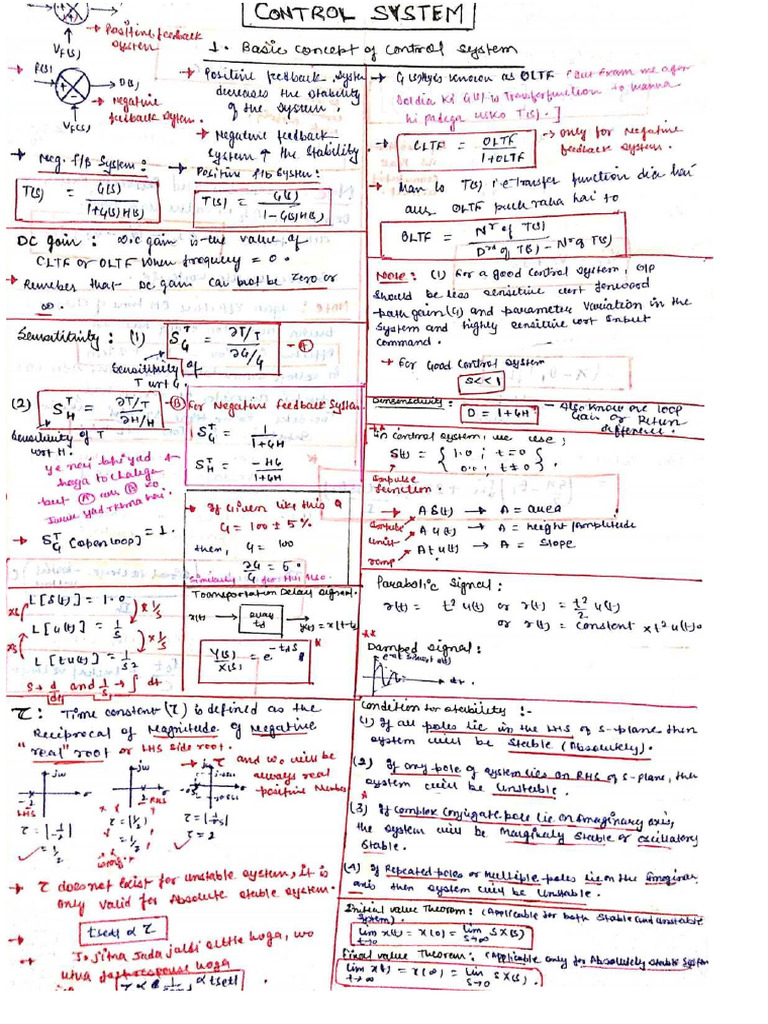 Self Study Control System Short Notes | PDF