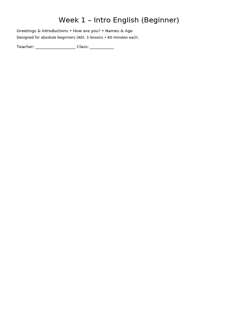 Beginner English: Greetings & Introductions | PDF | Learning | Human ...