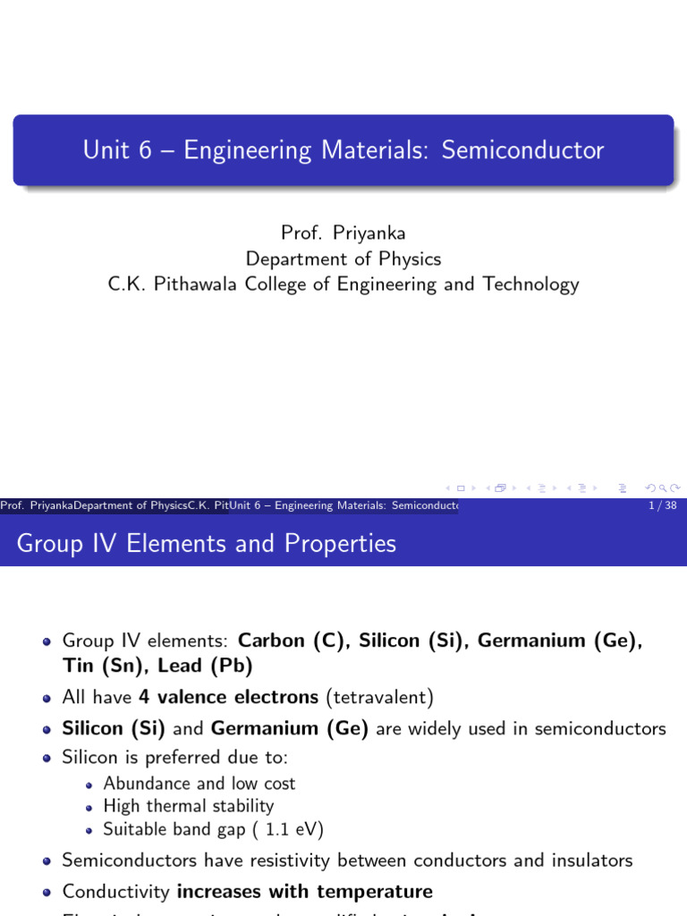 Semiconductor Materials Overview | PDF | P–N Junction | Semiconductors