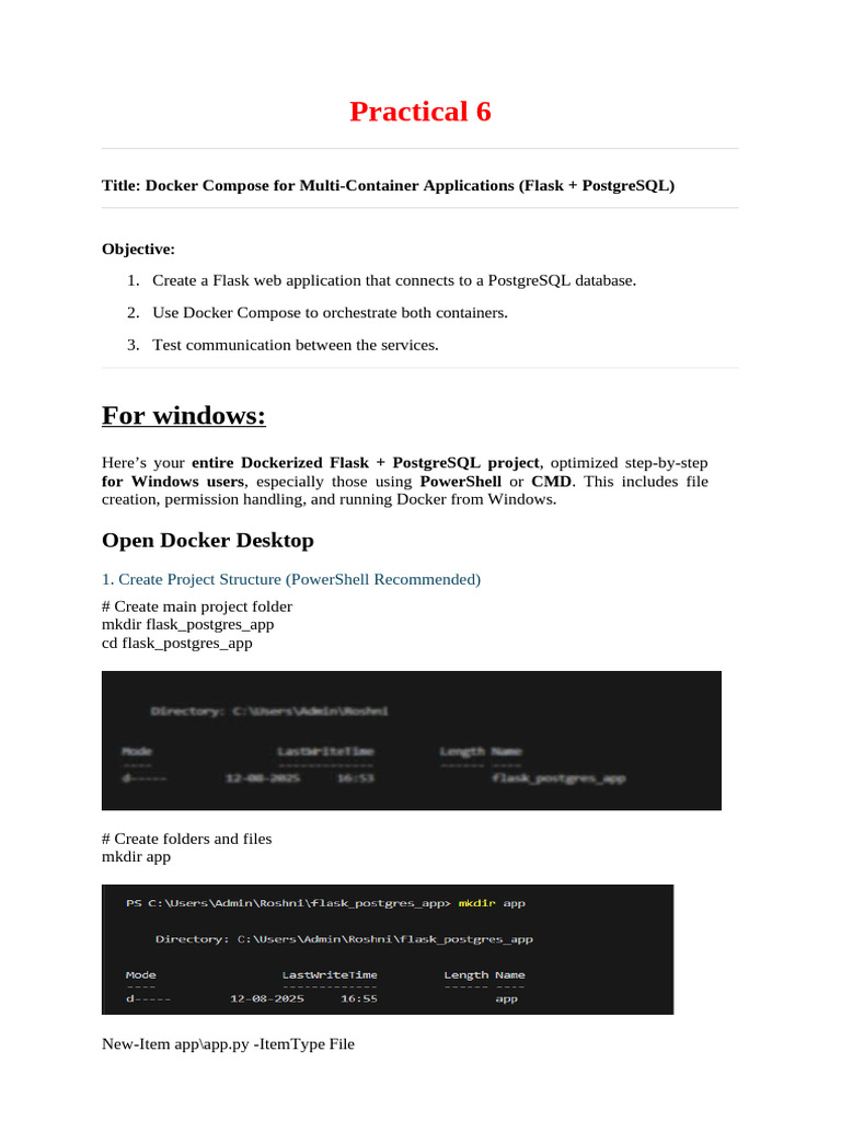 Docker Compose: Flask & PostgreSQL Setup | PDF | Postgre Sql ...