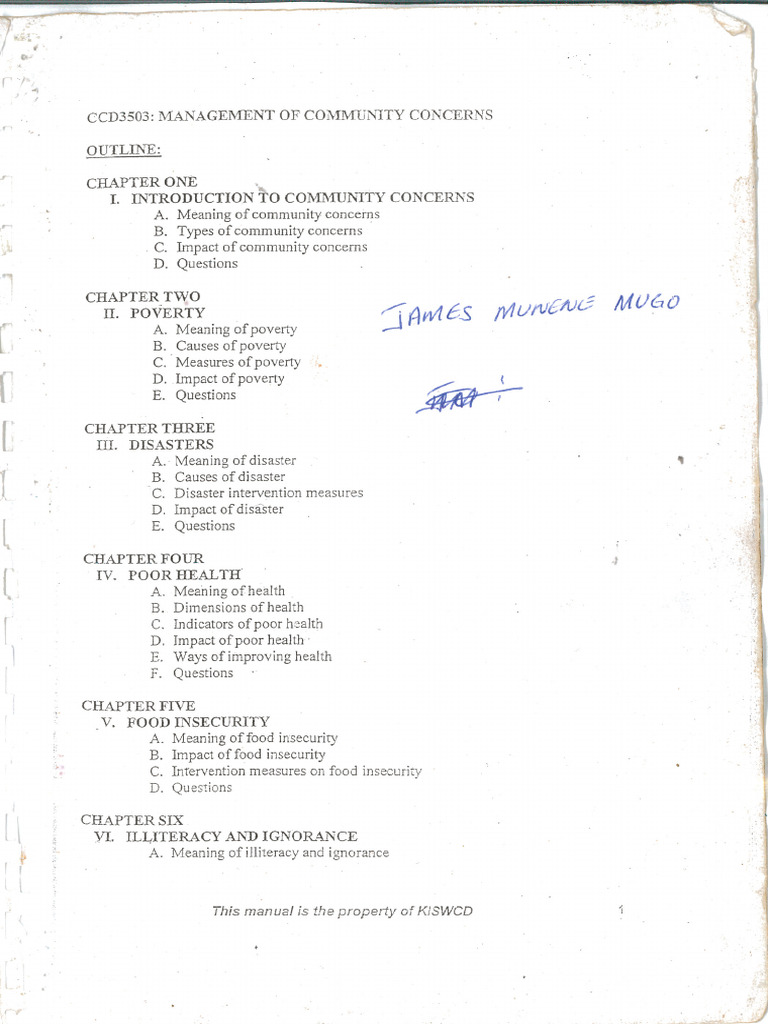 Management of Community Concerns | PDF