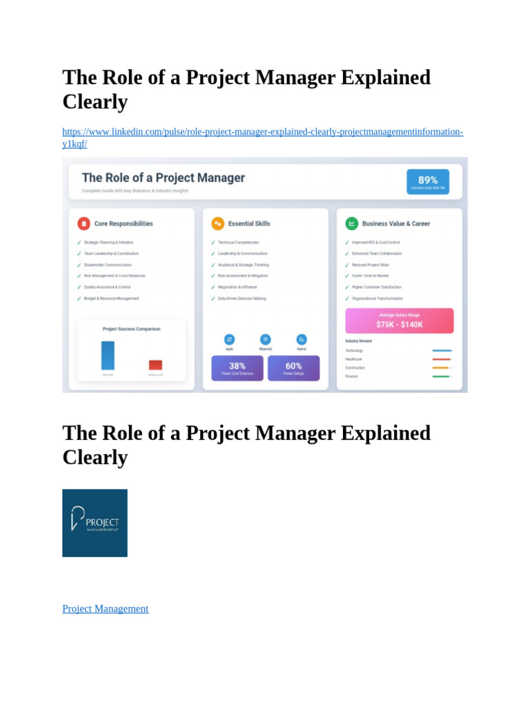 Project Manager Role Explained Clearly | PDF | Agile Software ...