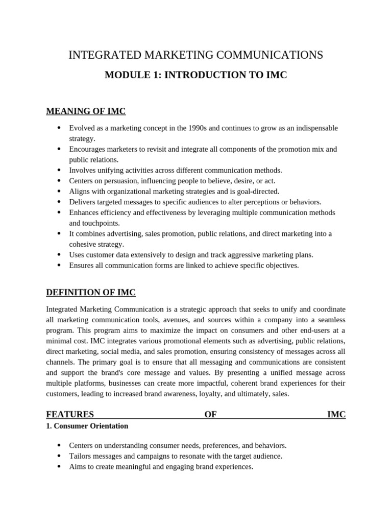 Imc Notes | PDF | Marketing Communications | Marketing