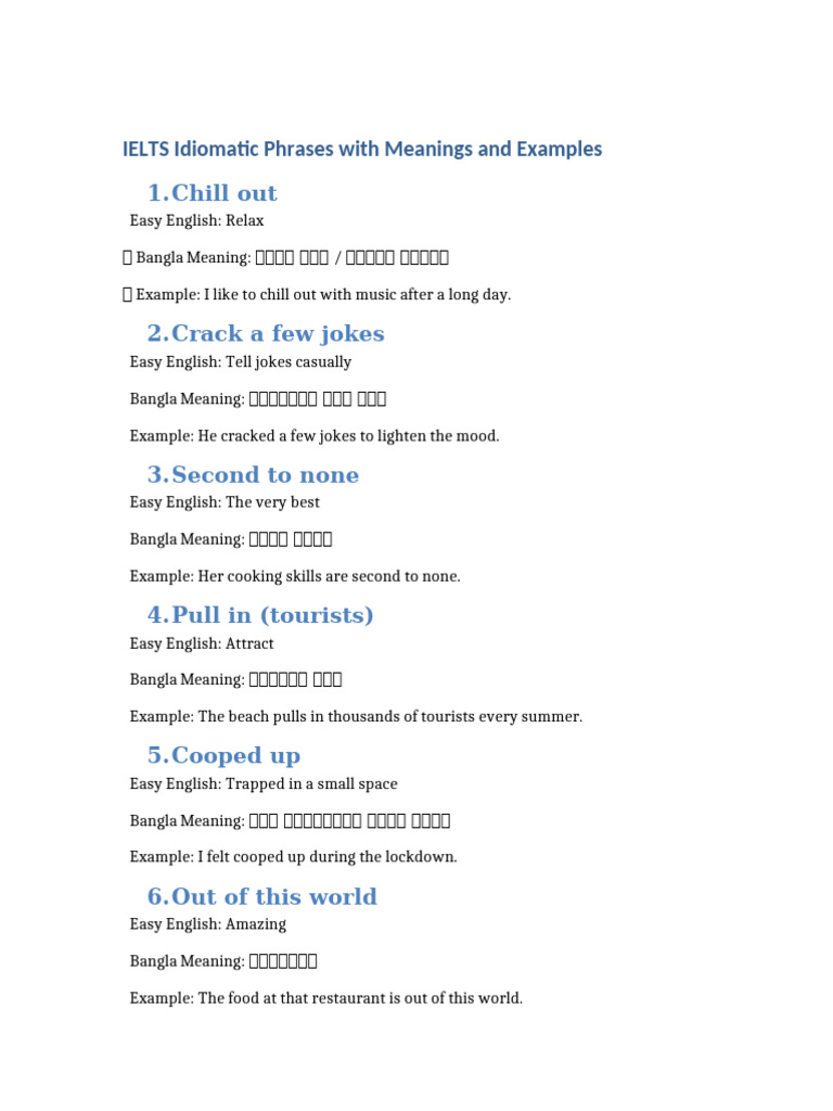 IELTS Idioms and Phrases Guide | PDF