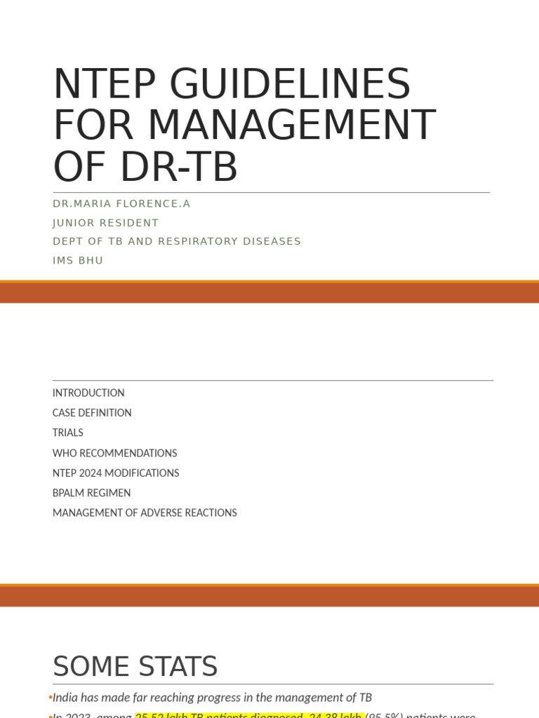 NTEP 2024 Guidelines for DR-TB Management | PDF | Tuberculosis ...