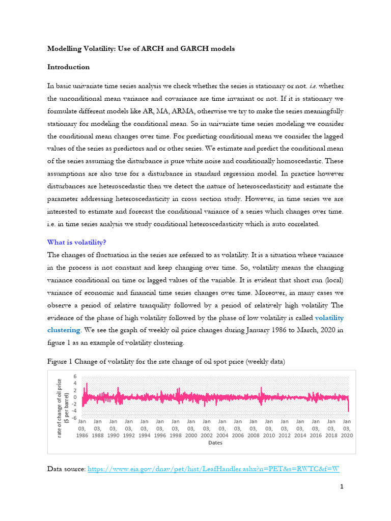 Volatility Modeling with ARCH and GARCH | PDF | Time Series | Forecasting