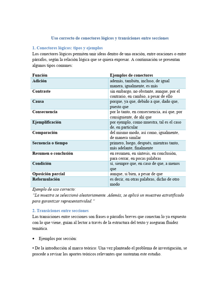 Conectores lógicos y transiciones efectivas | PDF | Bibliografía ...