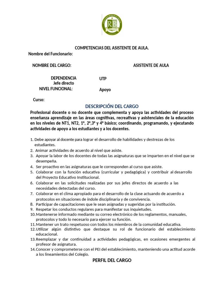 Competencias del Asistente de Aula | PDF | Maestros | Enseñando
