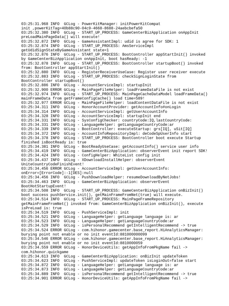 GameCenterBizApplication Startup Logs | PDF | Information Technology ...