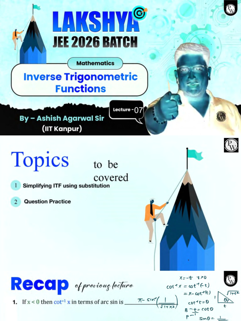 Inverse Trigonometric Functions 07 - Class Notes - Lakshya JEE 2026 | PDF