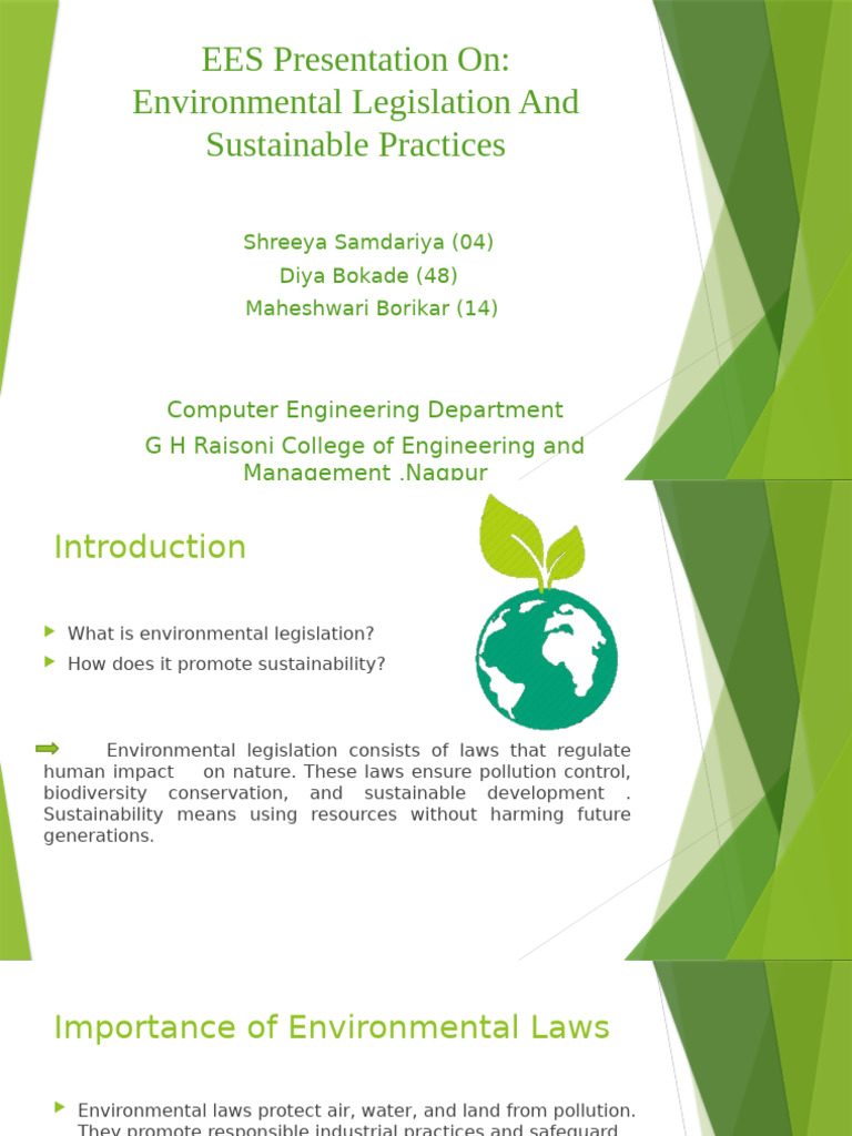 Environmental Legislation & Sustainability Practices | PDF ...