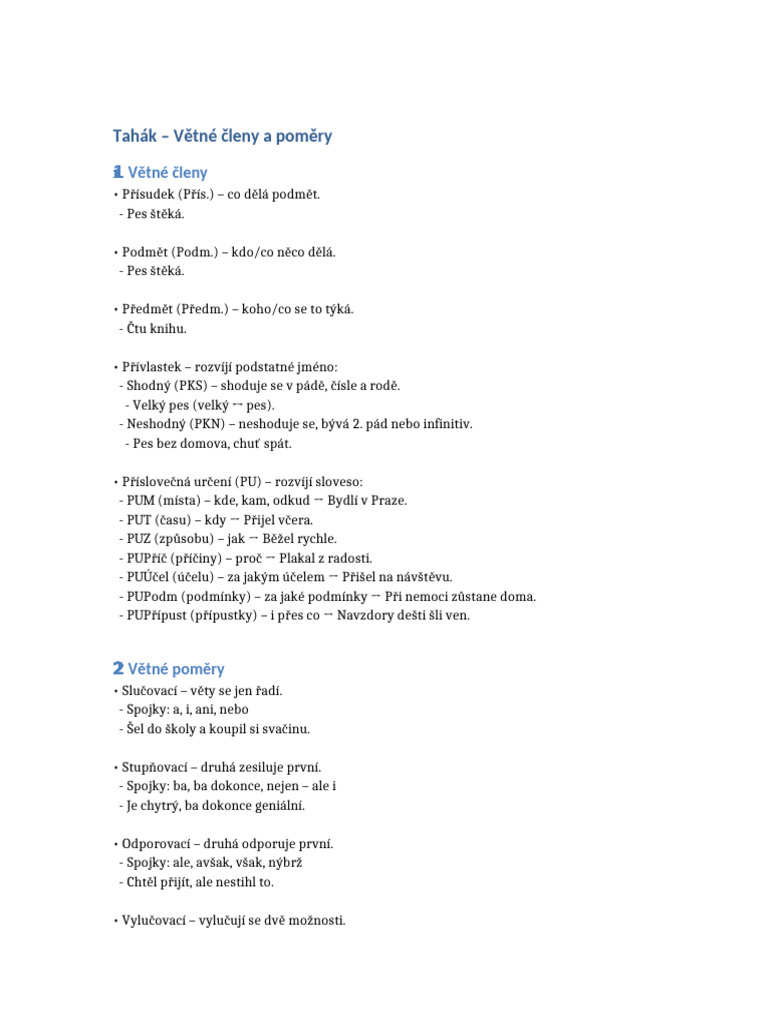 Tahak Vetne Cleny A Pomery | PDF