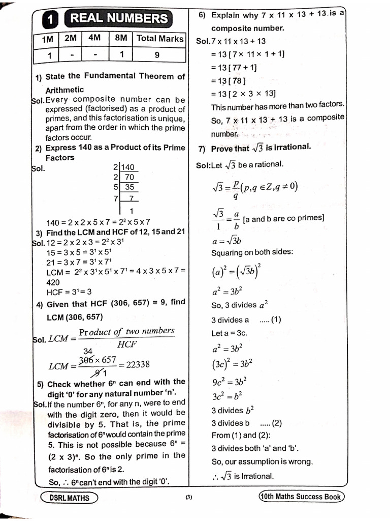 10 TH Maths Success Book One Lesson Model PDF | PDF