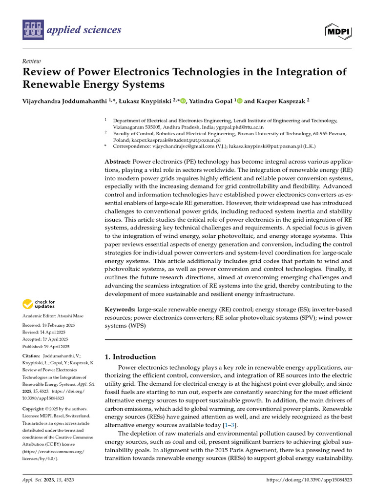 Power Electronics in Renewable Energy Integration | PDF | Photovoltaics ...
