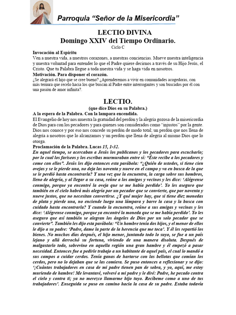 Lectio Divina Domingo XXIV Del Tiempo Ordinario 14 de Septiembre | PDF ...