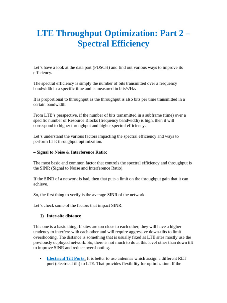 LTE Throughput Optimization Techniques | PDF | Scheduling (Computing ...