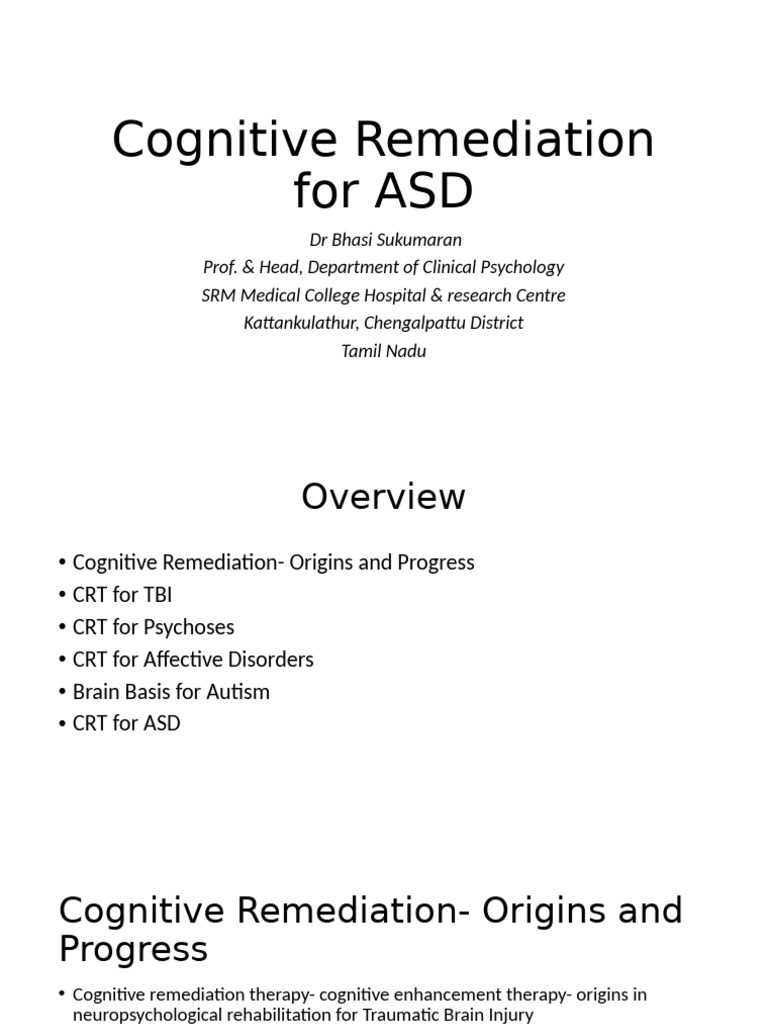 Cognitive Remediation For ASD (Autosaved) | PDF | Autism | Schizophrenia