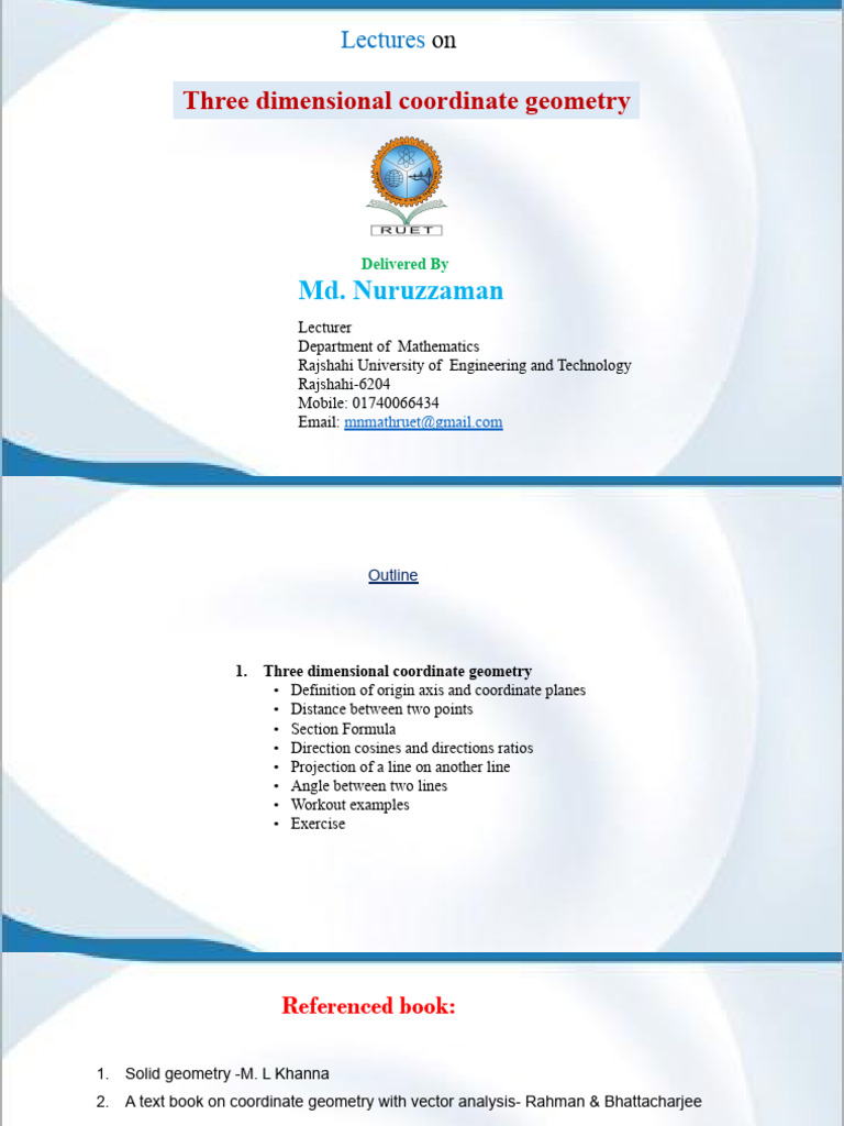Three Dimensional Geometry Overview | PDF