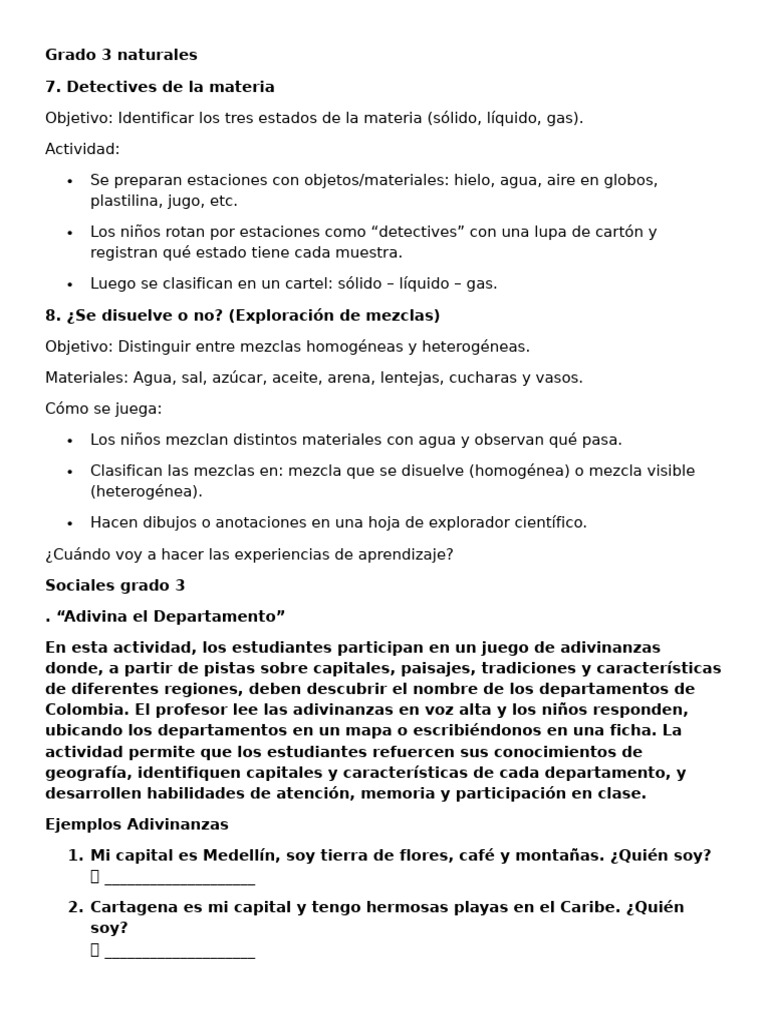 Actividades Interactivas de Ciencias y Sociales | PDF | Mezcla | Agua