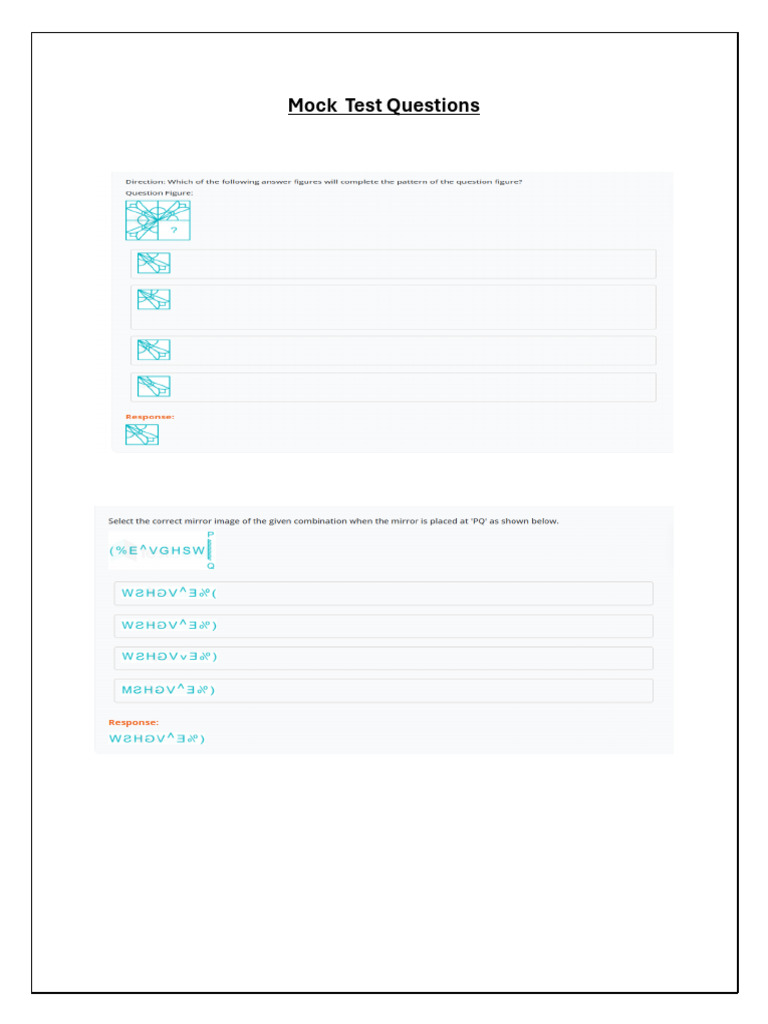 Mock Test Questions | PDF
