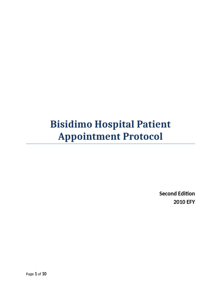 Bisidimo Hospital Appointment Protocol | PDF | Patient | Hospital