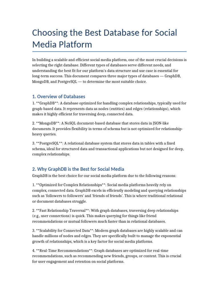 Best Database for Social Media: GraphDB | PDF | Databases | Data Management