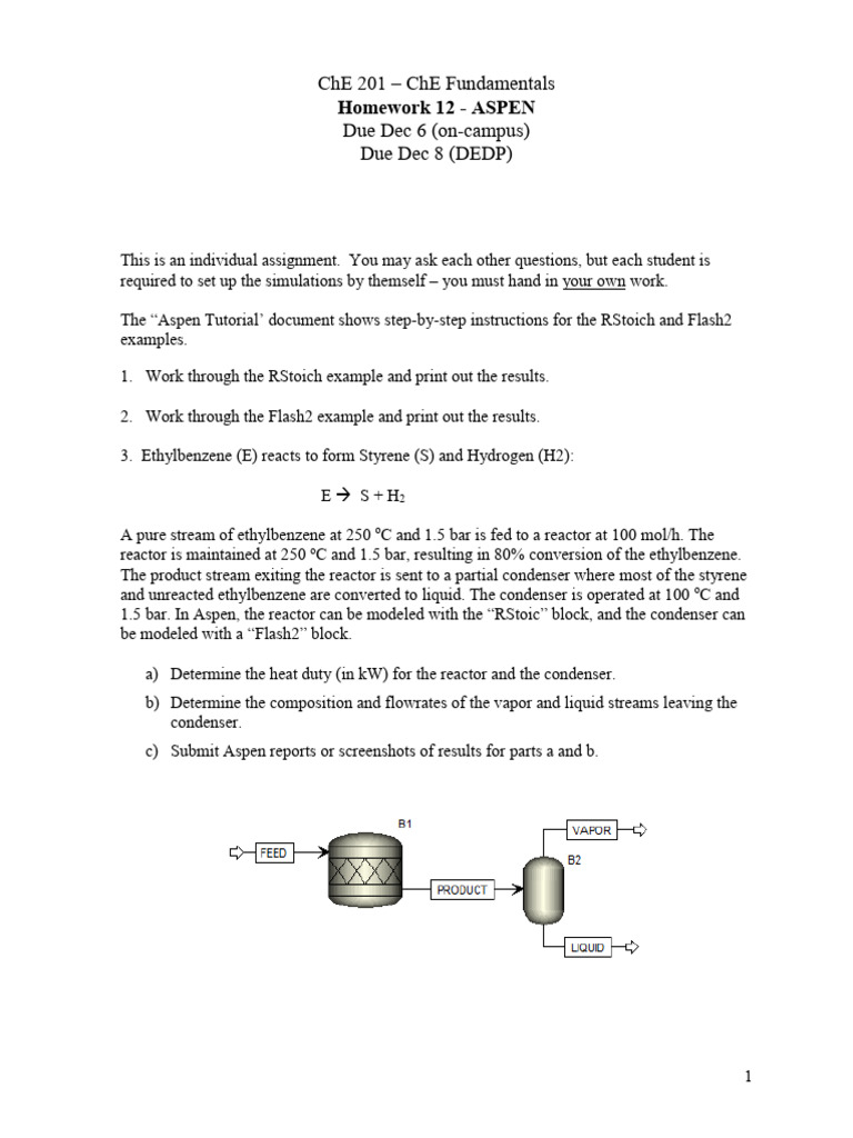 1) - Homework 12 - Aspen Assignment | PDF