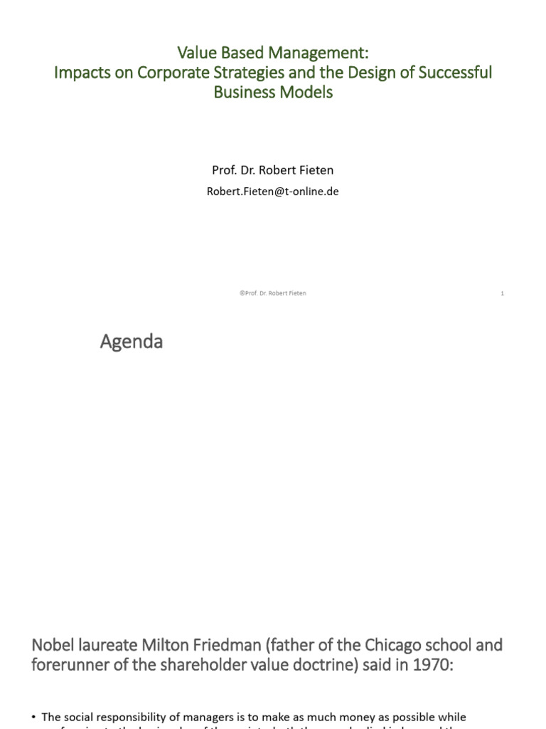 Value Based Management for Corporate Success | PDF | Shareholder Value ...