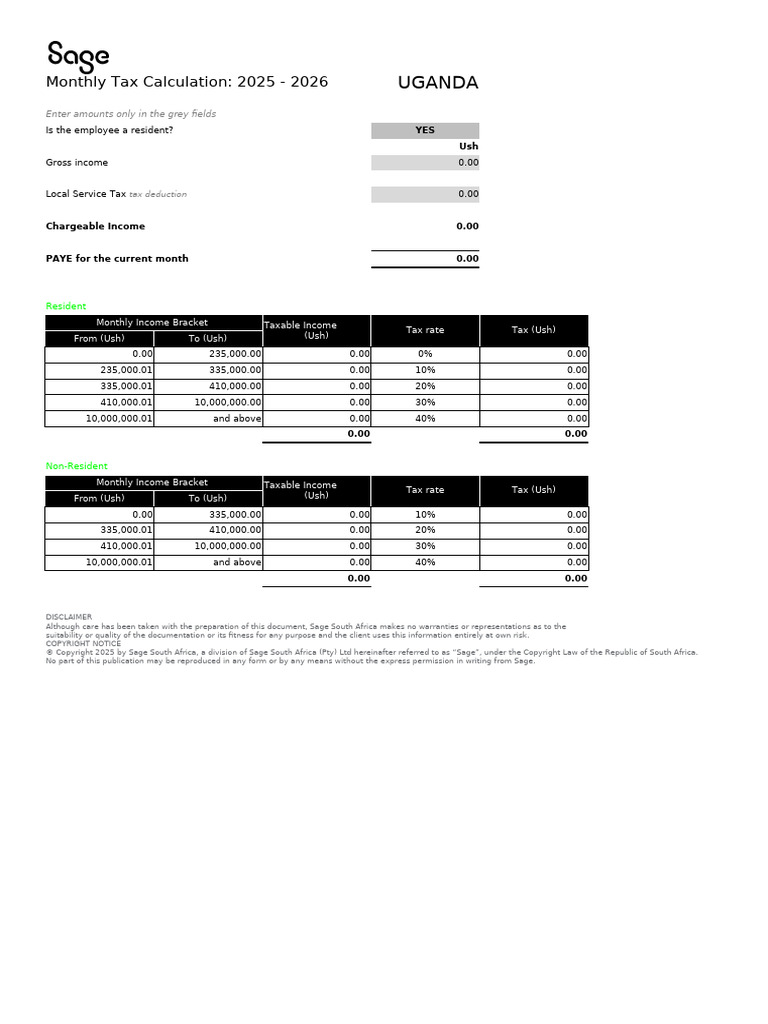 PAYE Tax Calculation Guide 2025 Uganda | PDF | Taxation | Payments