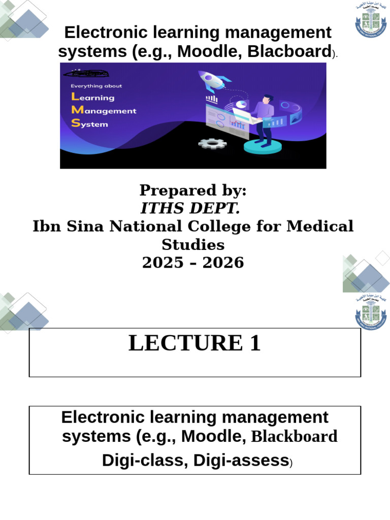 Lec 1 E-Learning Iths115 2025-26 | PDF | Educational Technology | Software