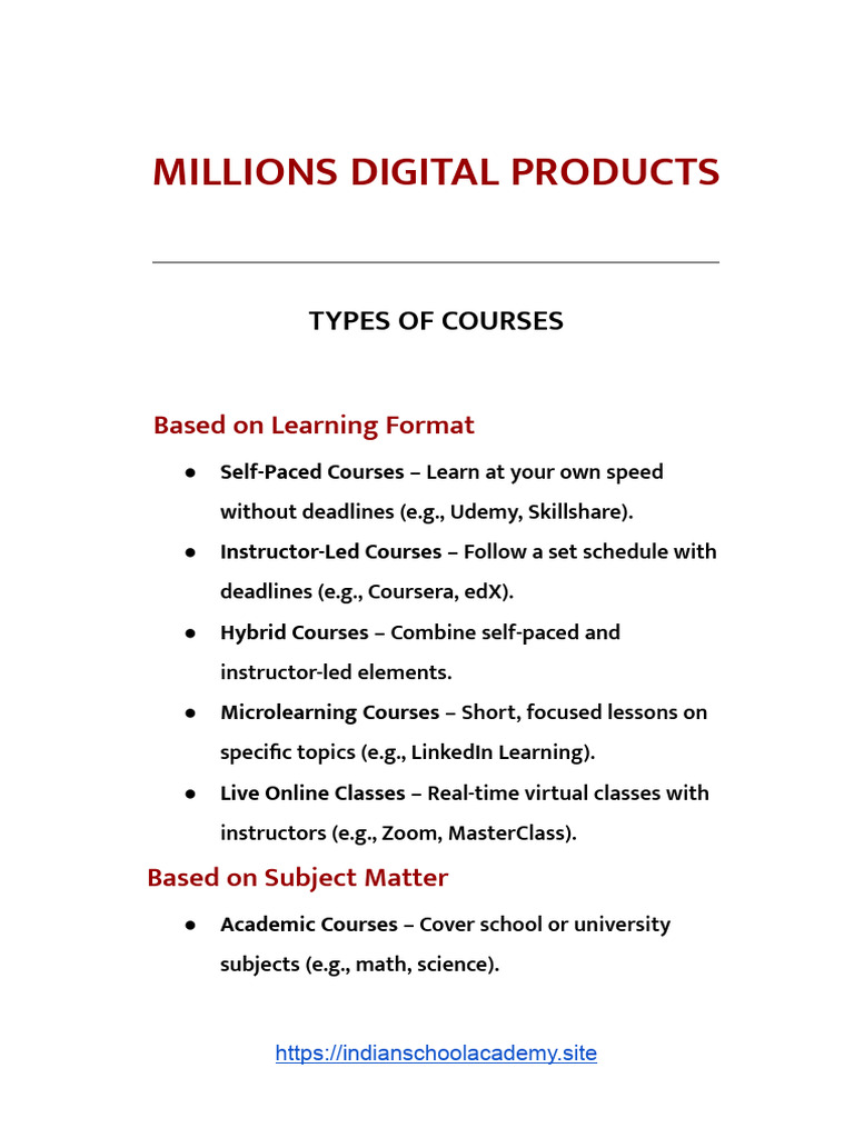 Types of Digital Courses Explained | PDF