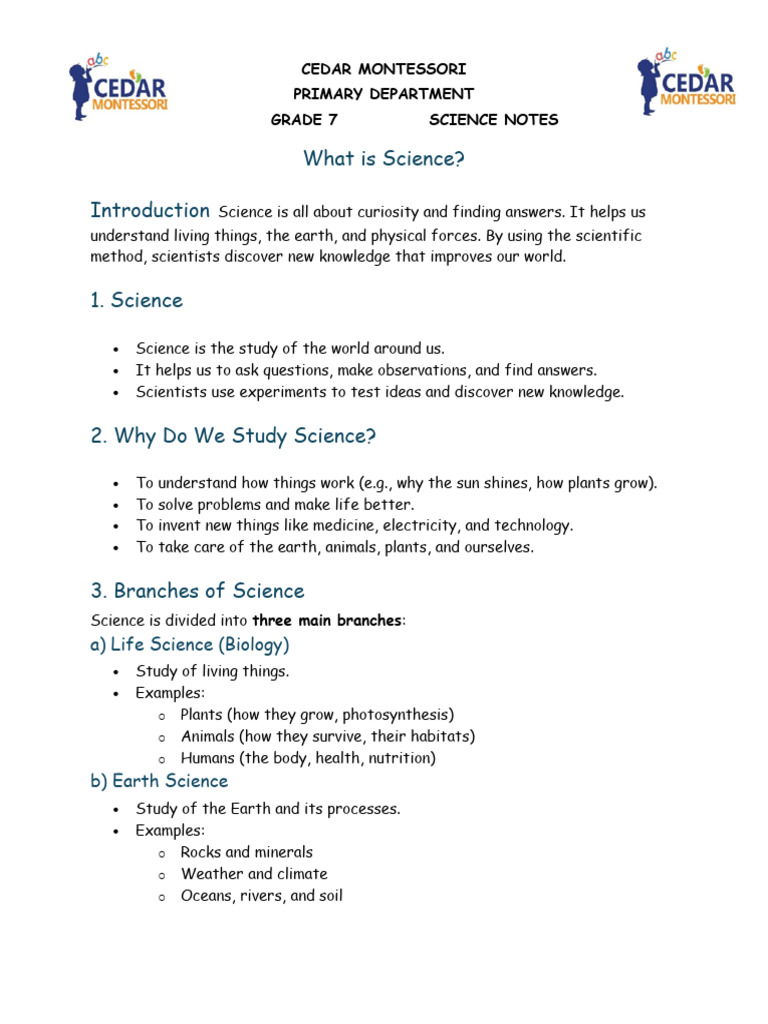 Simple Science Definition for Grade 7 | PDF | Science | Observation