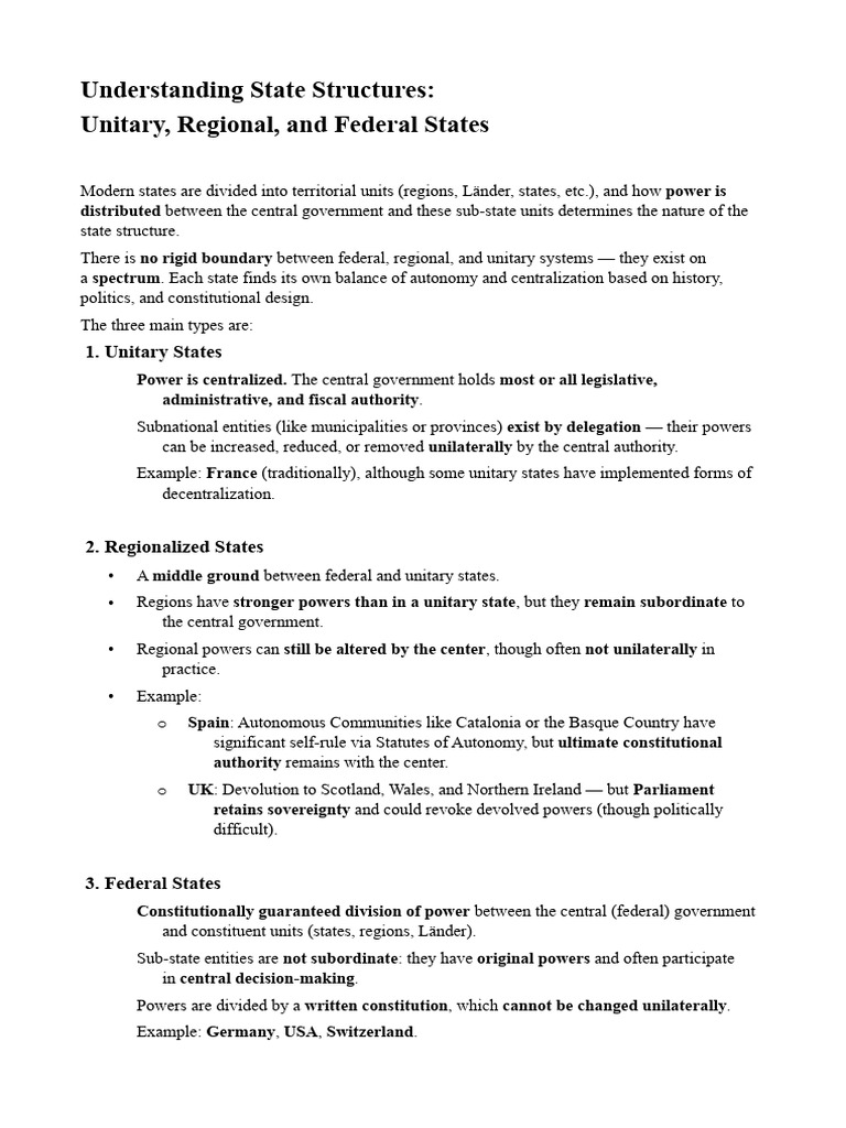 Federalism - State Structure | PDF | Federation | Federalism