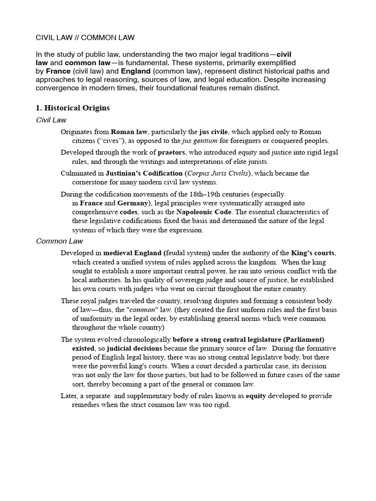 Civil vs. Common Law: Key Differences | PDF | Precedent | Civil Law ...