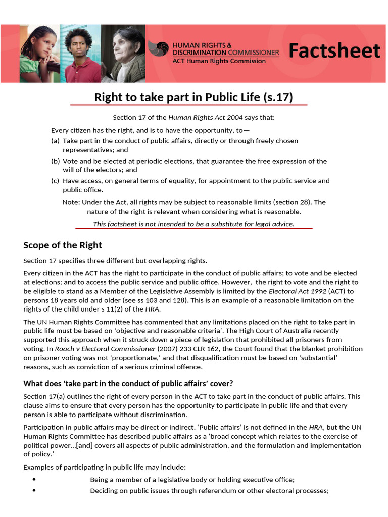 Rights to Participate in Public Life | PDF | Elections | Freedom Of ...