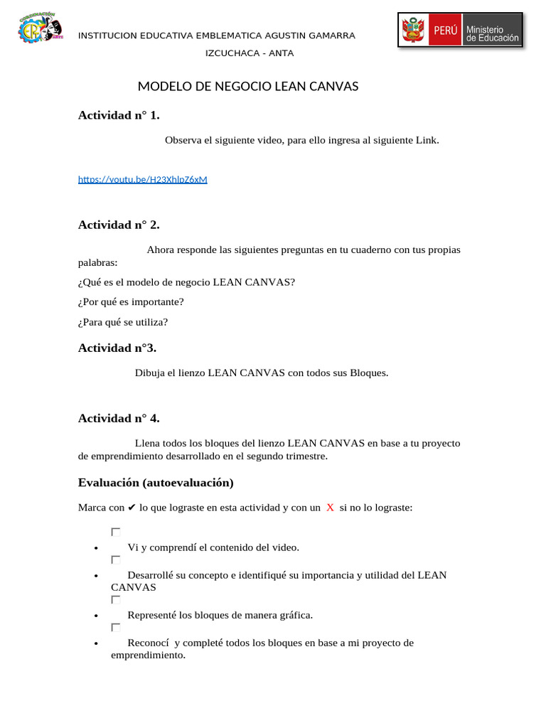 Ficha Modelo de Negocio Lean Canvas | PDF