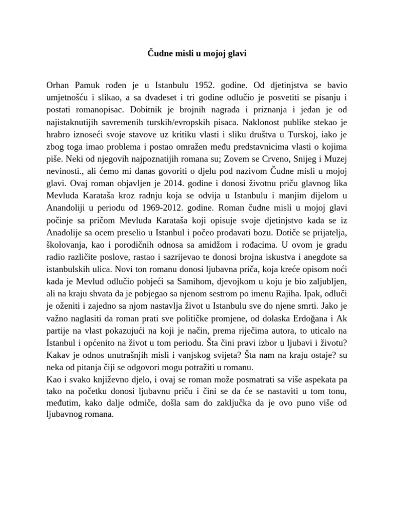 Čudne Misli U Mojoj Glavi | PDF