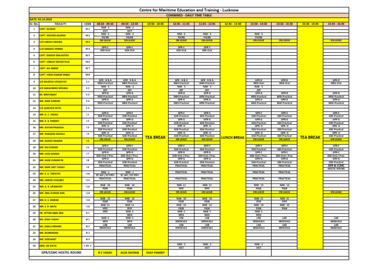 Daily Time Table for Maritime Training | PDF