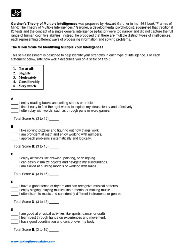 Multiple Intelligences Self-Assessment Guide | PDF | Intelligence ...