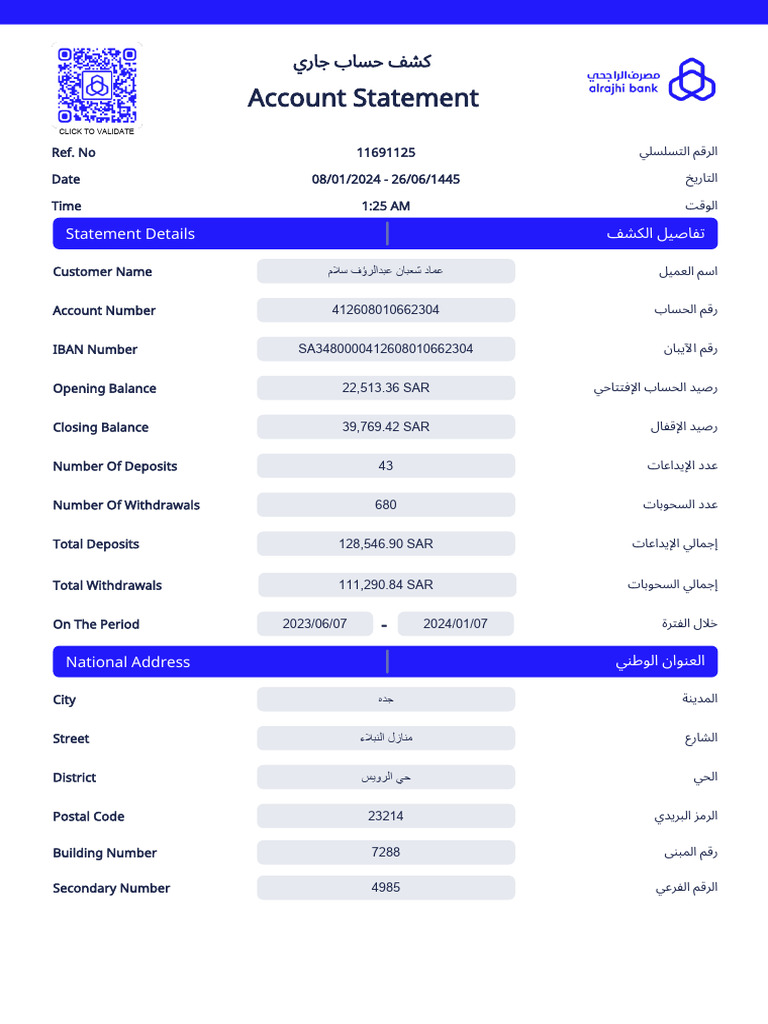 Account Statement Summary SAR 2024 | PDF | Banking | Banking Technology