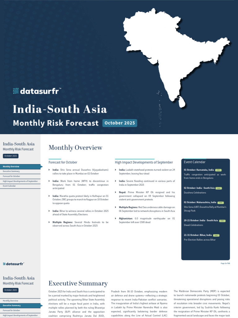 October 2025 India-South Asia Risk Forecast | PDF