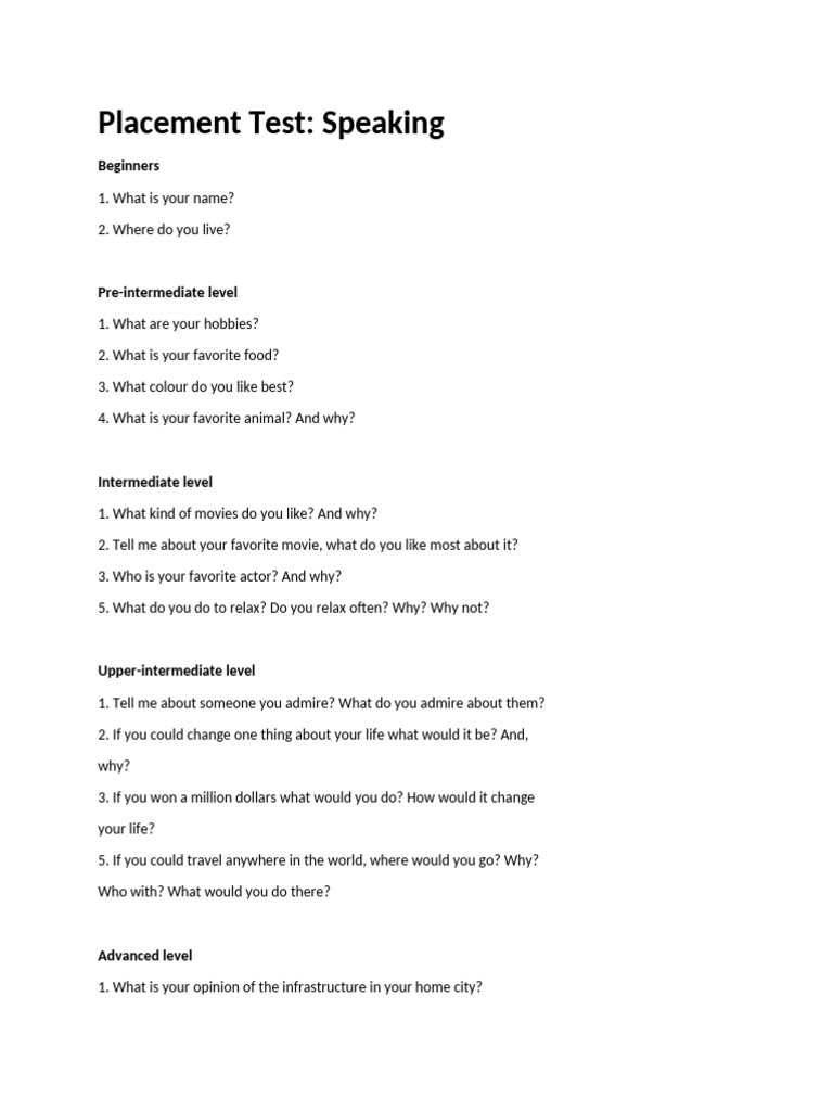 Placement Test | PDF