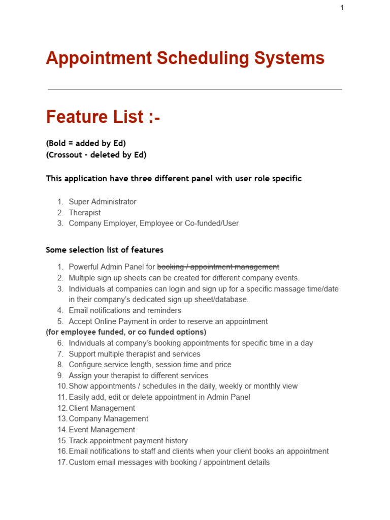 Appointment Scheduling System Features | PDF | Password | Software