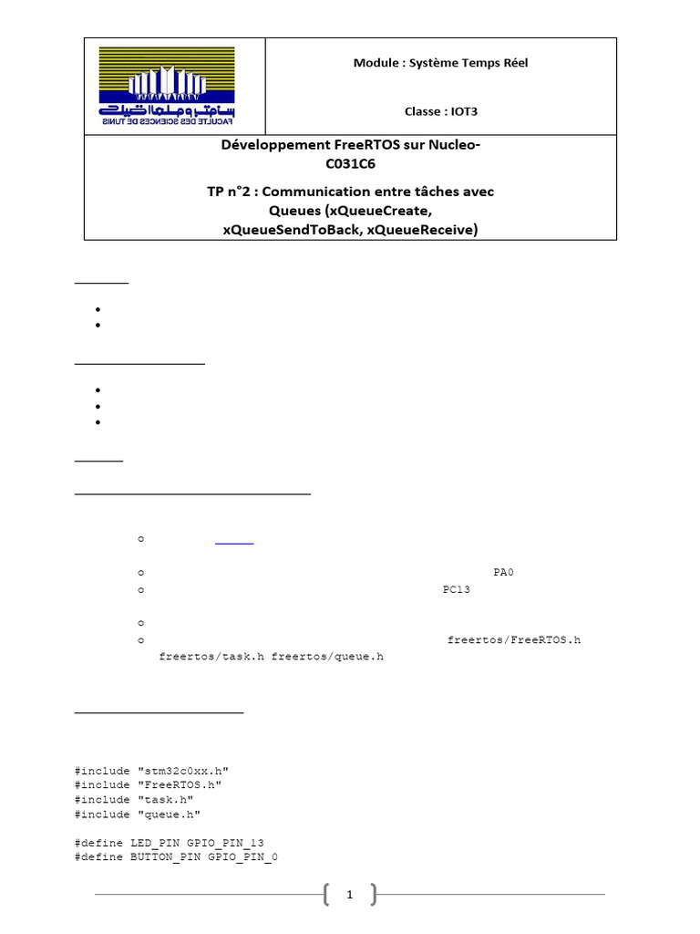 Communication entre tâches avec FreeRTOS | PDF | Architecture ...