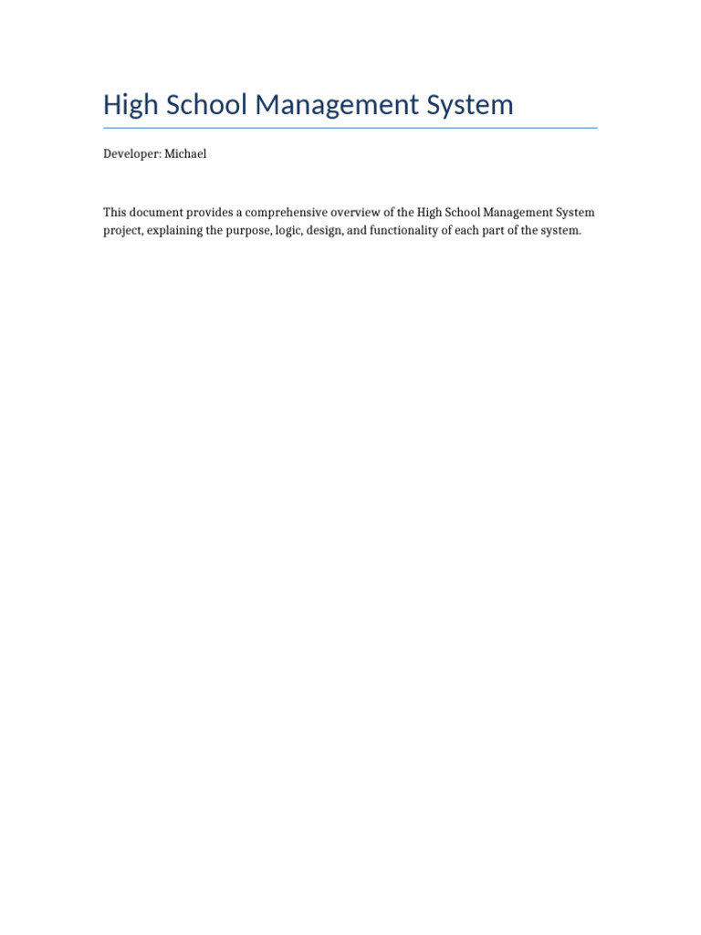 High School Management System Overview | PDF | Databases | Php