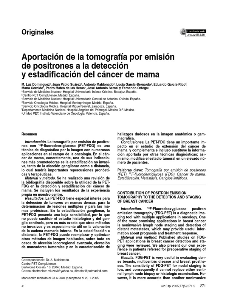 CA de Mama y Pet Scan-Cir Esp. 2005 | PDF | Tomografía de emisión de ...