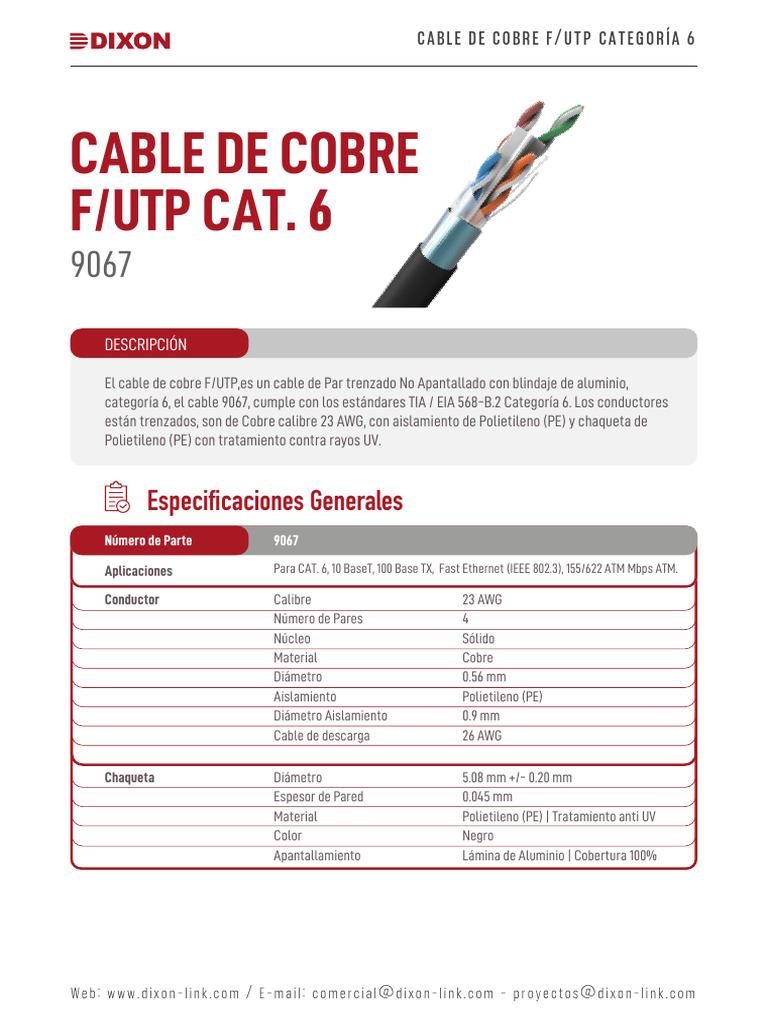 Cable F/UTP Cat. 6 9067 Especificaciones | PDF | Equipo eléctrico ...